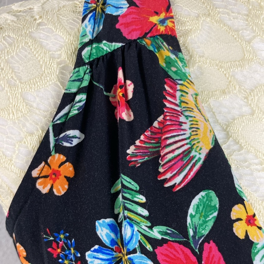 Old Navy Sleeveless Cutout Back Shift Dress Black Floral XS Rayon Viscose - Picture 6 of 11